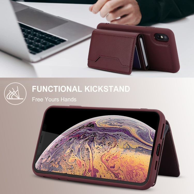 For iPhone XS Max RFID Anti-theft Detachable Card Bag Leather Phone Case(Wine Red) - More iPhone Cases by buy2fix | Online Shopping UK | buy2fix