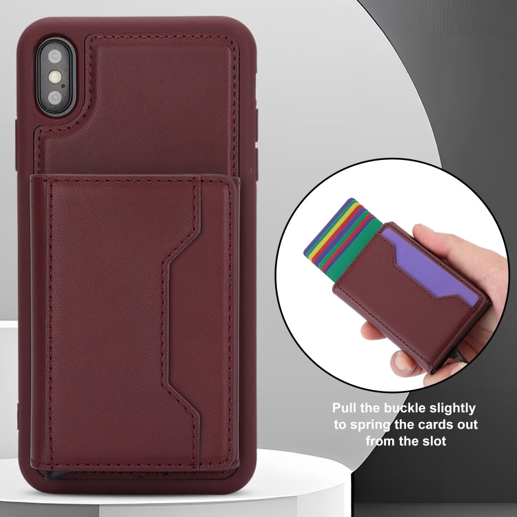 For iPhone XS Max RFID Anti-theft Detachable Card Bag Leather Phone Case(Wine Red) - More iPhone Cases by buy2fix | Online Shopping UK | buy2fix