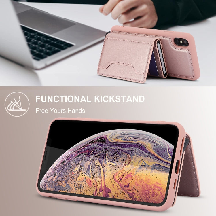 For iPhone XS Max RFID Anti-theft Detachable Card Bag Leather Phone Case(Pink) - More iPhone Cases by buy2fix | Online Shopping UK | buy2fix