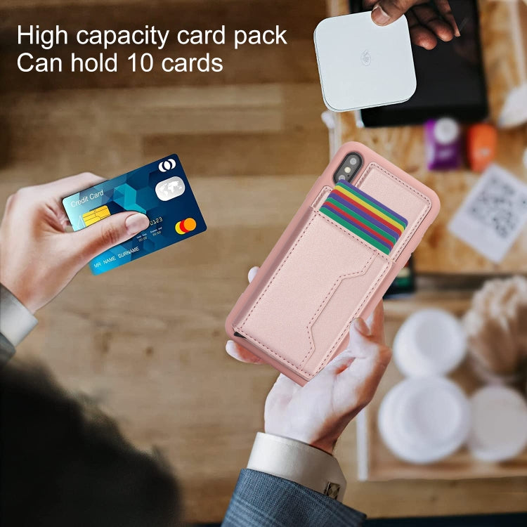 For iPhone XS Max RFID Anti-theft Detachable Card Bag Leather Phone Case(Pink) - More iPhone Cases by buy2fix | Online Shopping UK | buy2fix