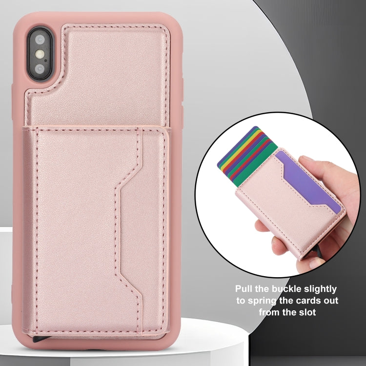 For iPhone XS Max RFID Anti-theft Detachable Card Bag Leather Phone Case(Pink) - More iPhone Cases by buy2fix | Online Shopping UK | buy2fix