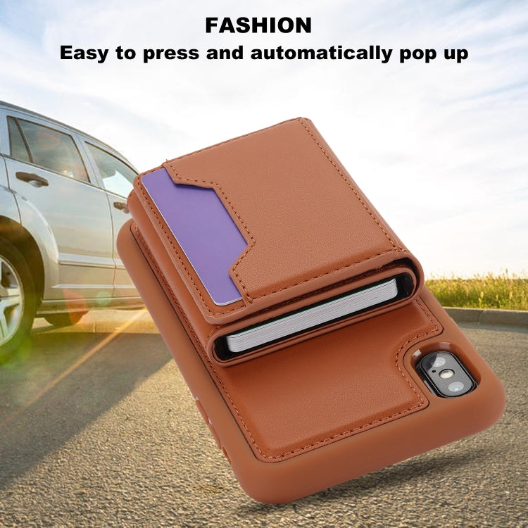 For iPhone XS Max RFID Anti-theft Detachable Card Bag Leather Phone Case(Brown) - More iPhone Cases by buy2fix | Online Shopping UK | buy2fix