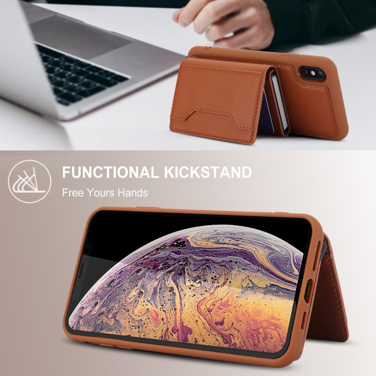 For iPhone XS Max RFID Anti-theft Detachable Card Bag Leather Phone Case(Brown) - More iPhone Cases by buy2fix | Online Shopping UK | buy2fix