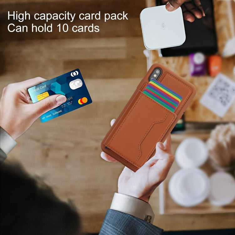 For iPhone XS Max RFID Anti-theft Detachable Card Bag Leather Phone Case(Brown) - More iPhone Cases by buy2fix | Online Shopping UK | buy2fix