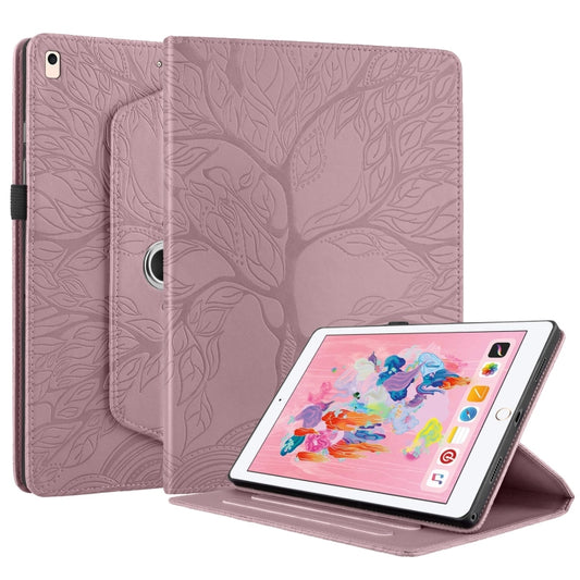 For iPad 10.2 2021 / 2020 / 10.5 Tree Life Embossed Rotation Leather Smart Tablet Case(Rose Gold) - iPad 10.2 Cases by buy2fix | Online Shopping UK | buy2fix