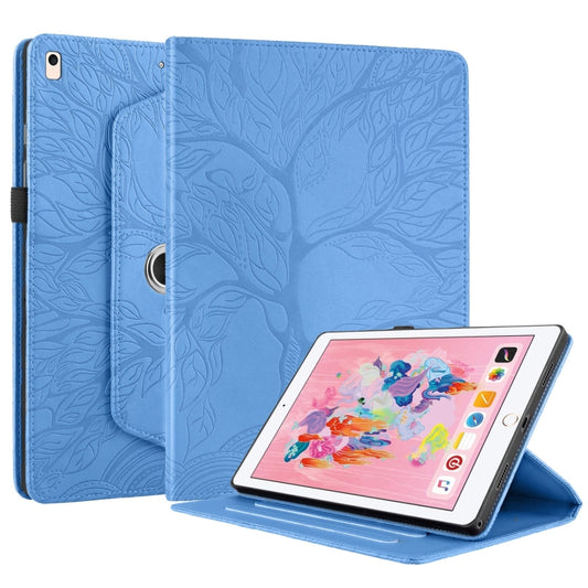 For iPad Air / Air 2 / 9.7 2017 / 2018 Tree Life Embossed Rotation Leather Smart Tablet Case(Blue) - iPad 9.7 (2018) & (2017) Cases by buy2fix | Online Shopping UK | buy2fix