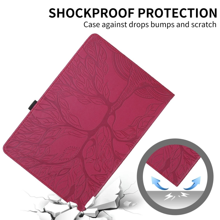 For iPad Pro 12.9 2022 / 2021 / 2020 Tree Life Embossed Rotation Leather Smart Tablet Case(Red) - iPad Pro 12.9 (2022/2021) Cases by buy2fix | Online Shopping UK | buy2fix