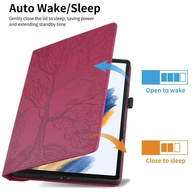 For iPad Pro 12.9 2022 / 2021 / 2020 Tree Life Embossed Rotation Leather Smart Tablet Case(Red) - iPad Pro 12.9 (2022/2021) Cases by buy2fix | Online Shopping UK | buy2fix