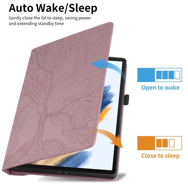 For iPad Pro 12.9 2022 / 2021 / 2020 Tree Life Embossed Rotation Leather Smart Tablet Case(Rose Gold) - iPad Pro 12.9 (2022/2021) Cases by buy2fix | Online Shopping UK | buy2fix