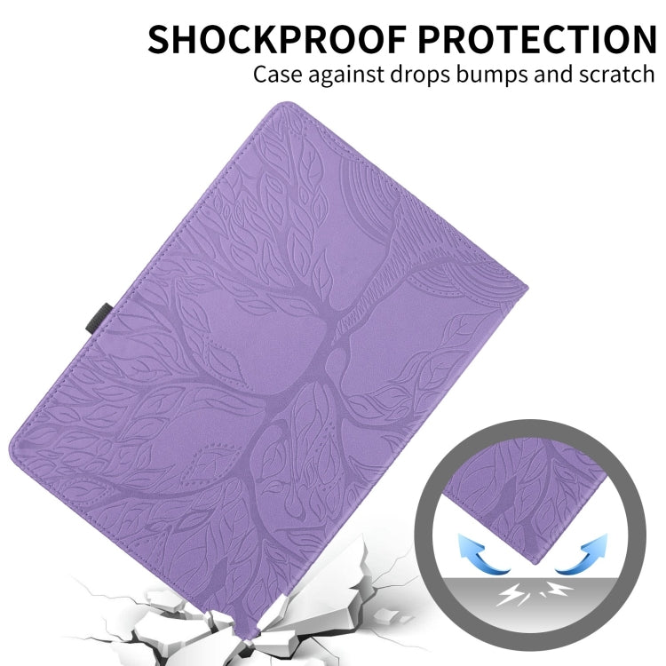 For iPad Pro 12.9 2022 / 2021 / 2020 Tree Life Embossed Rotation Leather Smart Tablet Case(Purple) - iPad Pro 12.9 (2022/2021) Cases by buy2fix | Online Shopping UK | buy2fix