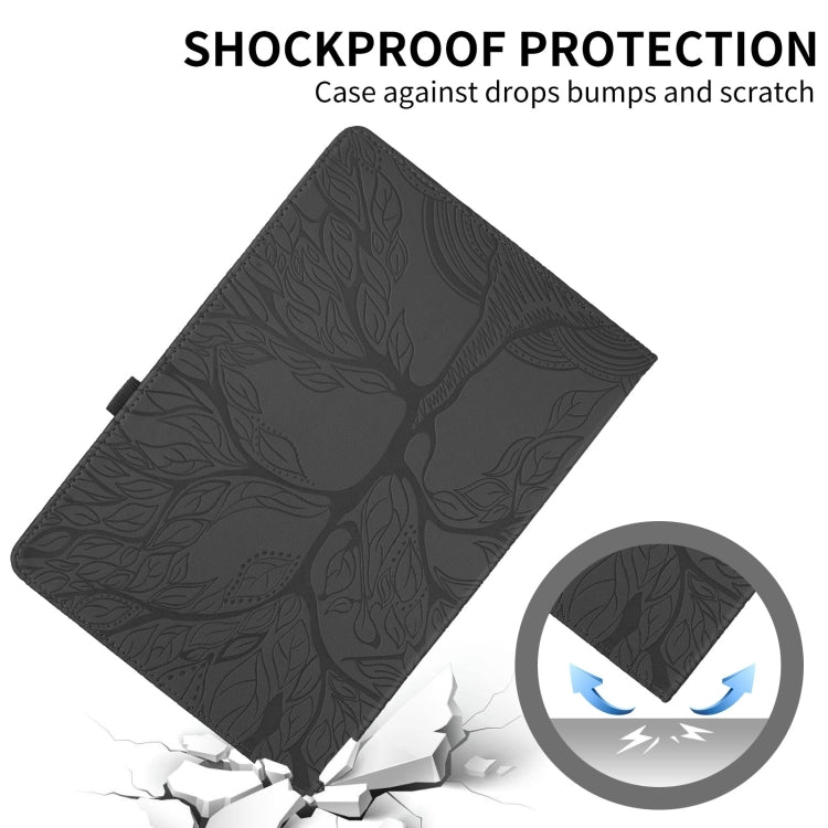 For iPad Pro 12.9 2022 / 2021 / 2020 Tree Life Embossed Rotation Leather Smart Tablet Case(Black) - iPad Pro 12.9 (2022/2021) Cases by buy2fix | Online Shopping UK | buy2fix