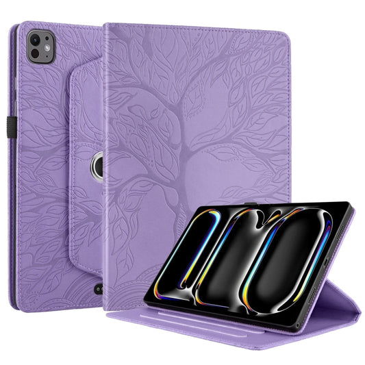 For iPad Pro 13 2025 / 2024 Tree Life Embossed Rotation Leather Smart Tablet Case(Purple) by buy2fix