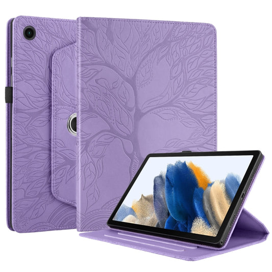 For Samsung Galaxy Tab A8 10.5 Tree Life Embossed Rotation Leather Smart Tablet Case(Purple) by buy2fix