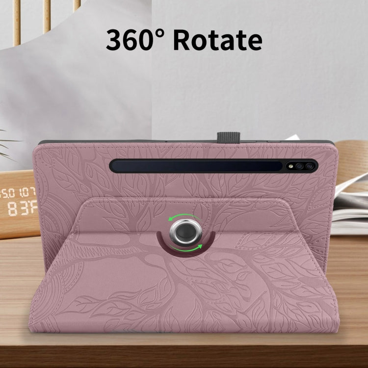 For Samsung Galaxy Tab S10+ / S9+ / S8+ Tree Life Embossed Rotation Leather Tablet Case(Rose Gold) by buy2fix