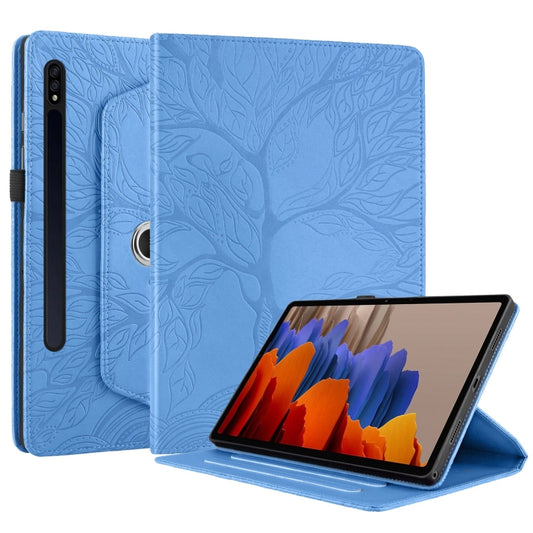 For Samsung Galaxy Tab S10+ / S9+ / S8+ Tree Life Embossed Rotation Leather Tablet Case(Blue) by buy2fix