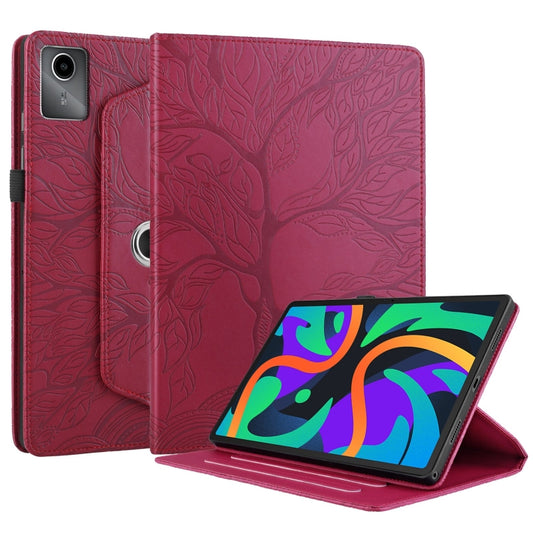 For Lenovo Tab M11 / Xiaoxin Pad 11 2024 Tree Life Embossed Rotation Leather Tablet Case(Red) by buy2fix