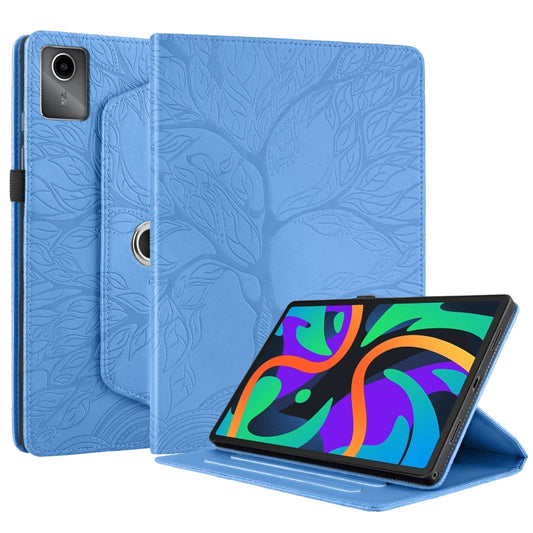 For Lenovo Tab M11 / Xiaoxin Pad 11 2024 Tree Life Embossed Rotation Leather Tablet Case(Blue) by buy2fix
