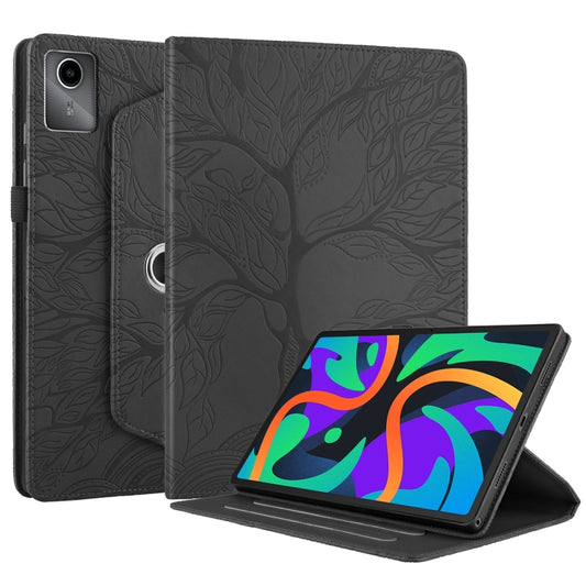 For Lenovo Tab M11 / Xiaoxin Pad 11 2024 Tree Life Embossed Rotation Leather Tablet Case(Black) by buy2fix