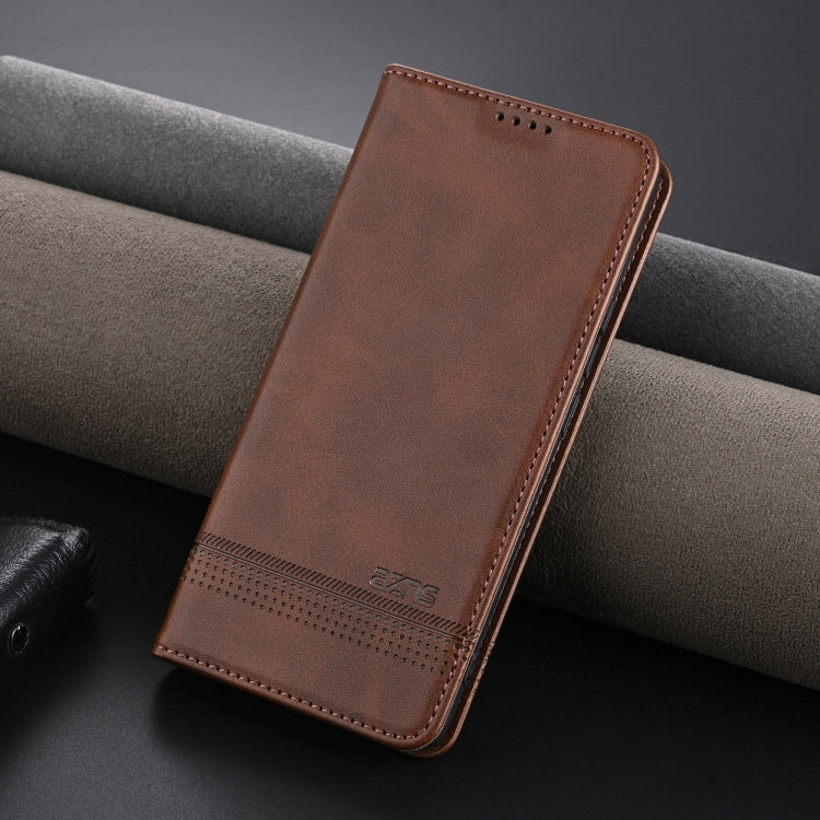 For OPPO Reno12 Global AZNS Magnetic Calf Texture Flip Leather Phone Case(Dark Brown) - OPPO Cases by AZNS | Online Shopping UK | buy2fix