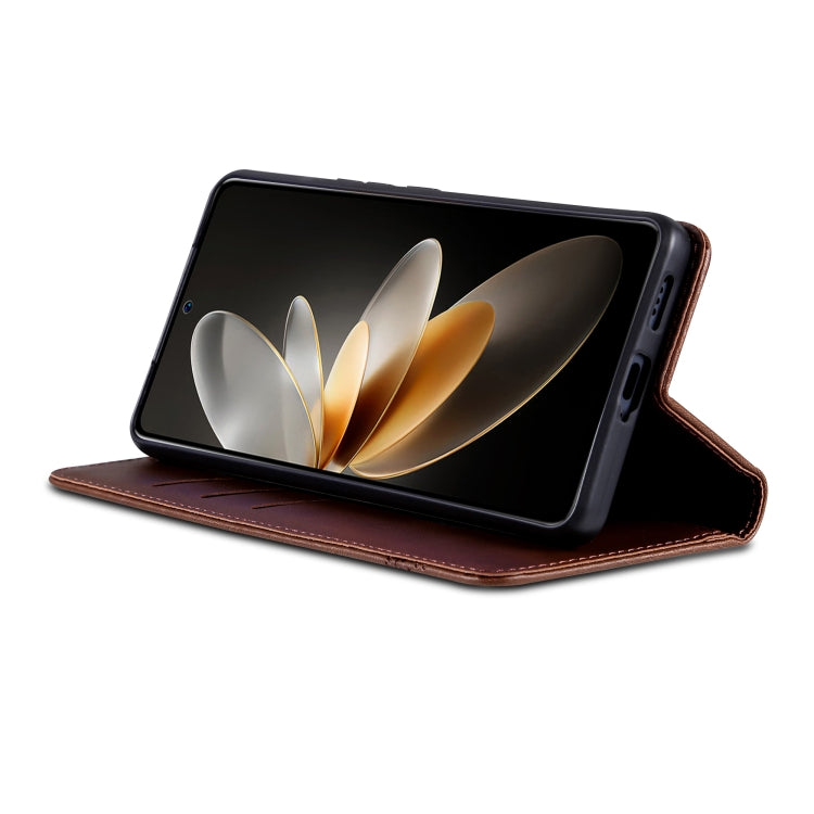 For OPPO Reno12 Global AZNS Magnetic Calf Texture Flip Leather Phone Case(Dark Brown) - OPPO Cases by AZNS | Online Shopping UK | buy2fix