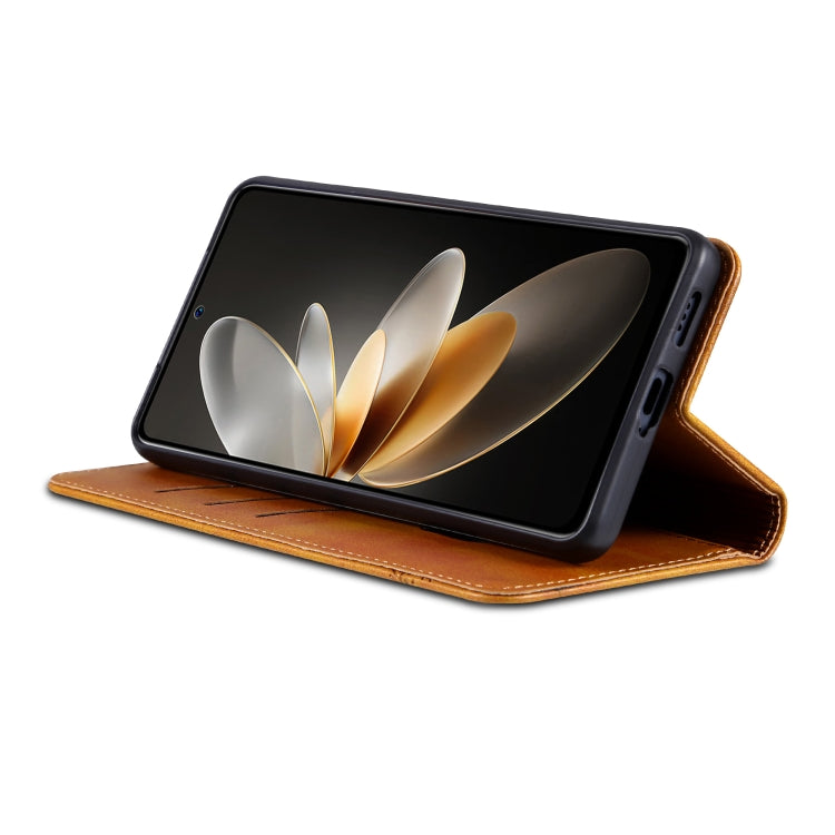 For OPPO Reno12 Global AZNS Magnetic Calf Texture Flip Leather Phone Case(Light Brown) - OPPO Cases by AZNS | Online Shopping UK | buy2fix