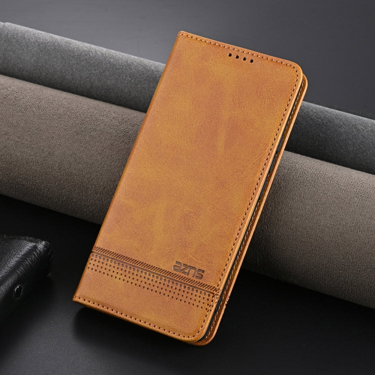 For OPPO Reno12 Pro Global AZNS Magnetic Calf Texture Flip Leather Phone Case(Light Brown) - OPPO Cases by AZNS | Online Shopping UK | buy2fix