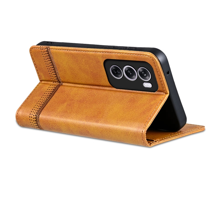 For OPPO Reno12 Pro Global AZNS Magnetic Calf Texture Flip Leather Phone Case(Light Brown) - OPPO Cases by AZNS | Online Shopping UK | buy2fix