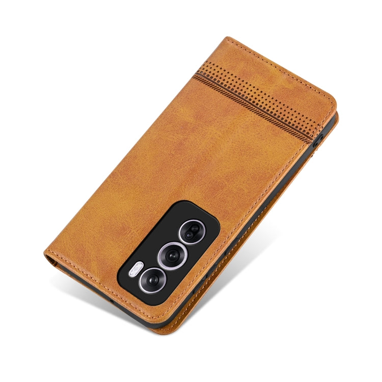 For OPPO Reno12 Pro Global AZNS Magnetic Calf Texture Flip Leather Phone Case(Light Brown) - OPPO Cases by AZNS | Online Shopping UK | buy2fix