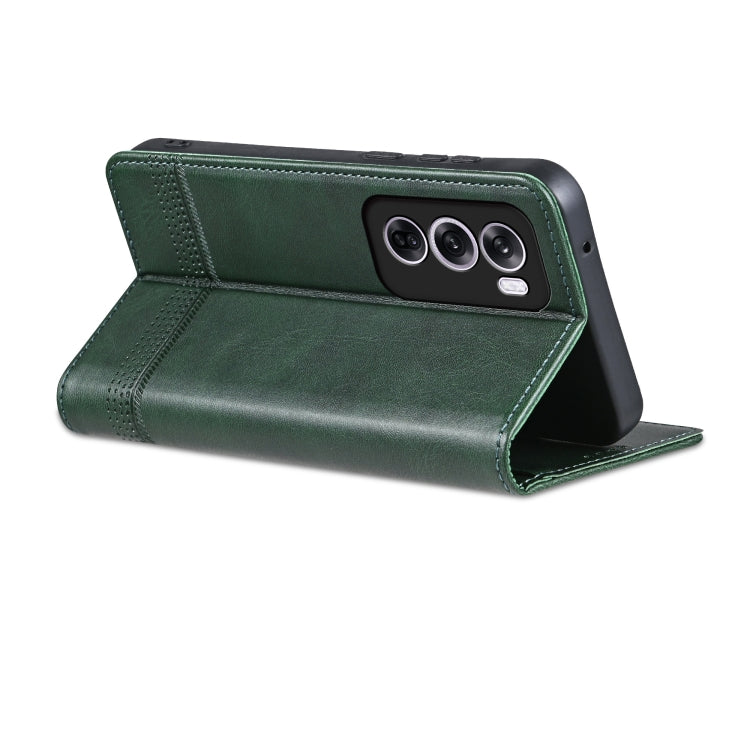 For OPPO Reno12 Pro Global AZNS Magnetic Calf Texture Flip Leather Phone Case(Dark Green) - OPPO Cases by AZNS | Online Shopping UK | buy2fix