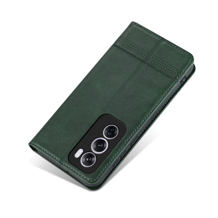 For OPPO Reno12 Pro Global AZNS Magnetic Calf Texture Flip Leather Phone Case(Dark Green) - OPPO Cases by AZNS | Online Shopping UK | buy2fix