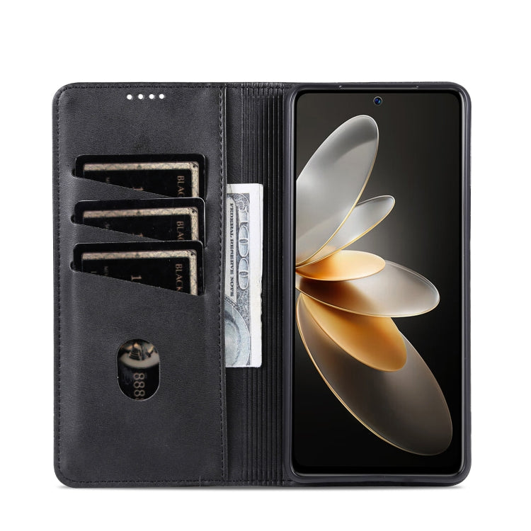 For OPPO Reno12 Pro Global AZNS Magnetic Calf Texture Flip Leather Phone Case(Black) - OPPO Cases by AZNS | Online Shopping UK | buy2fix