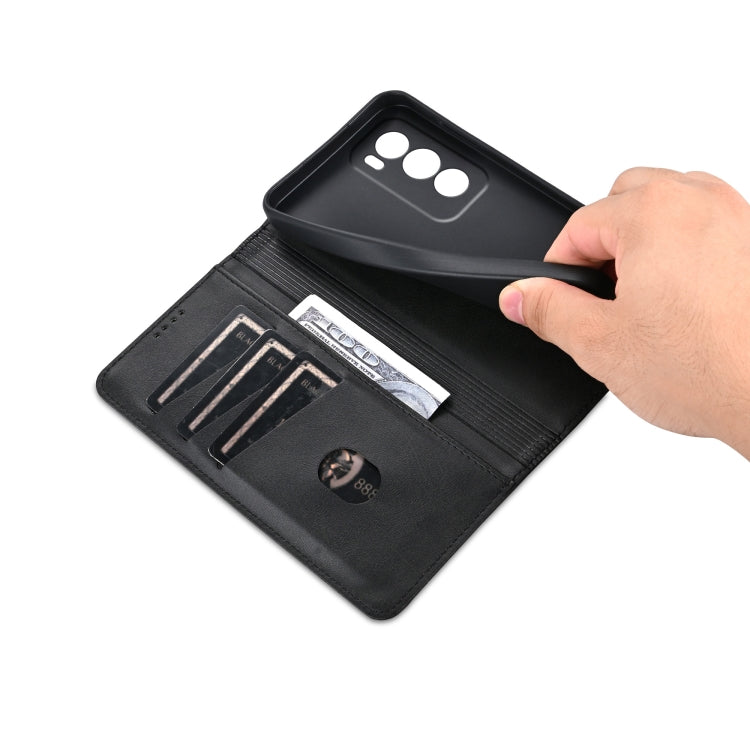 For OPPO Reno12 Pro Global AZNS Magnetic Calf Texture Flip Leather Phone Case(Black) - OPPO Cases by AZNS | Online Shopping UK | buy2fix