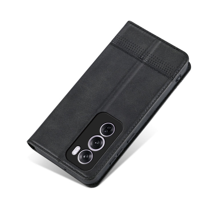 For OPPO Reno12 Pro Global AZNS Magnetic Calf Texture Flip Leather Phone Case(Black) - OPPO Cases by AZNS | Online Shopping UK | buy2fix