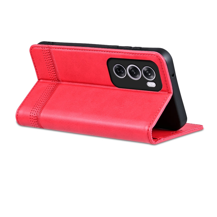 For OPPO Reno12 Pro Global AZNS Magnetic Calf Texture Flip Leather Phone Case(Red) - OPPO Cases by AZNS | Online Shopping UK | buy2fix
