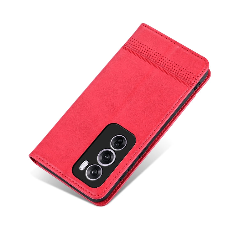 For OPPO Reno12 Pro Global AZNS Magnetic Calf Texture Flip Leather Phone Case(Red) - OPPO Cases by AZNS | Online Shopping UK | buy2fix