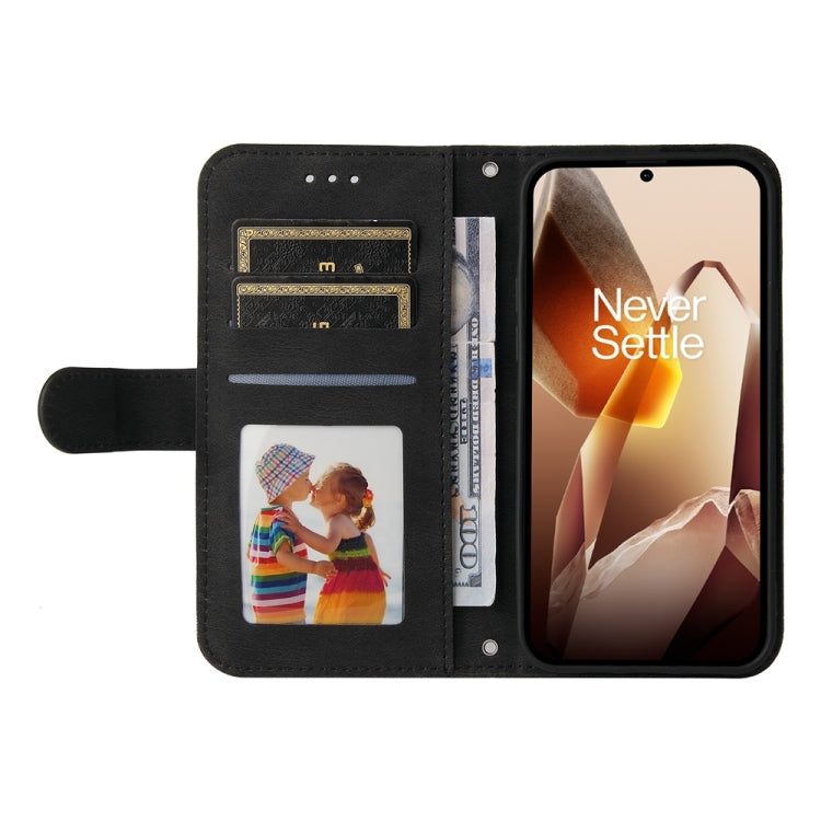 For OnePlus 13 Skin Feel Life Tree Metal Button Leather Phone Case(Black) - OnePlus Cases by buy2fix | Online Shopping UK | buy2fix