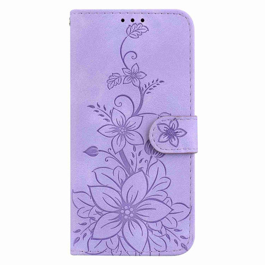 For OnePlus 11 Lily Embossed Leather Phone Case(Purple) by buy2fix