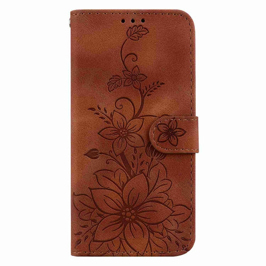 For OnePlus 11 Lily Embossed Leather Phone Case(Brown) by buy2fix