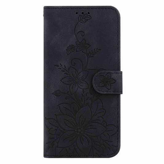 For OnePlus 11 Lily Embossed Leather Phone Case(Black) by buy2fix