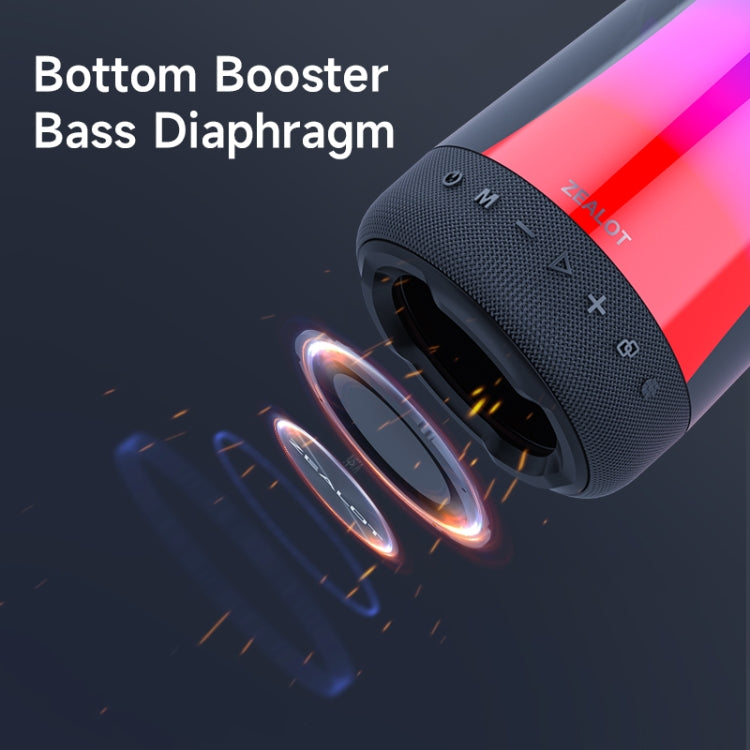 Zealot S66 Portable RGB Light Wireless Bluetooth Speaker Outdoor Subwoofer(Black) - Desktop Speaker by ZEALOT | Online Shopping UK | buy2fix