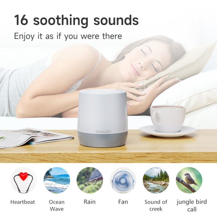 Zealot Z6 3 in 1 White Noise Sleep Aid Bluetooth Speaker with Night Light Function(White) - Desktop Speaker by ZEALOT | Online Shopping UK | buy2fix