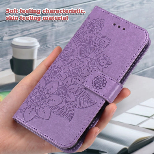 For OnePlus 12 Seven-petal Flowers Embossing Leather Phone Case(Light Purple) by buy2fix