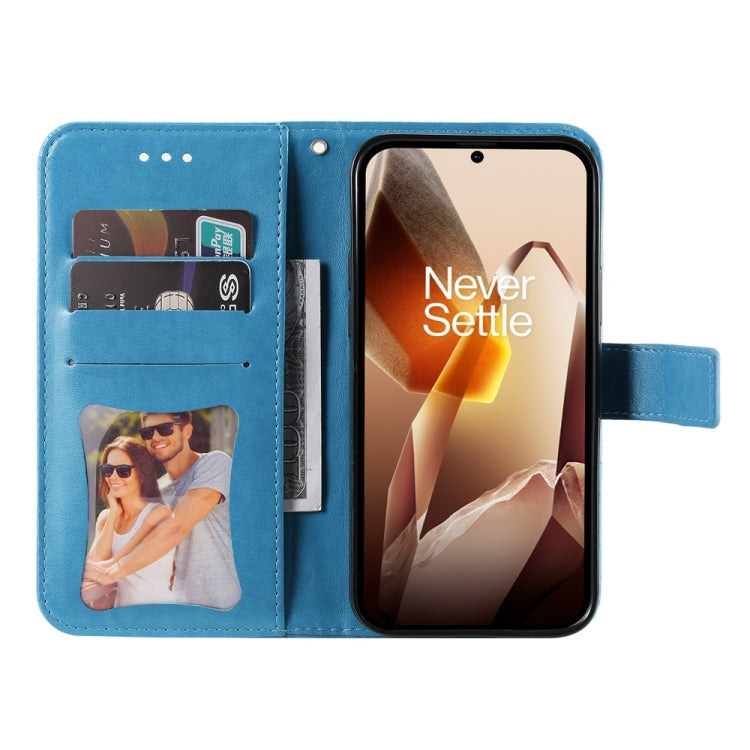 For OnePlus 13 Seven-petal Flowers Embossing Leather Phone Case(Blue) - OnePlus Cases by buy2fix | Online Shopping UK | buy2fix