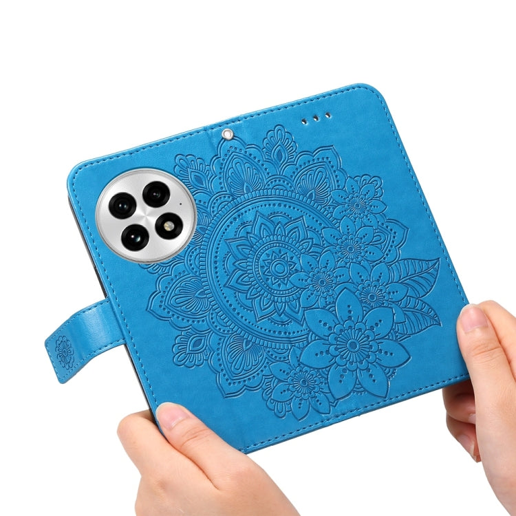 For OnePlus 13 Seven-petal Flowers Embossing Leather Phone Case(Blue) - OnePlus Cases by buy2fix | Online Shopping UK | buy2fix
