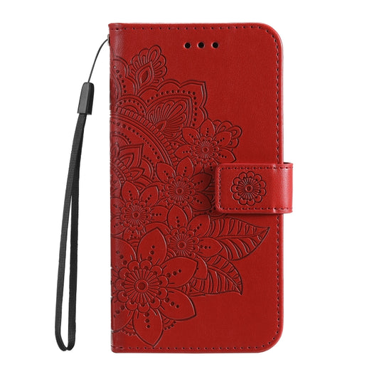 For OnePlus 13 Seven-petal Flowers Embossing Leather Phone Case(Red) by buy2fix