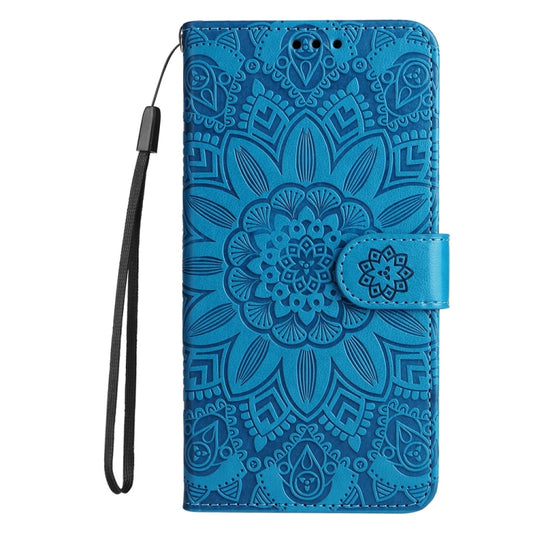 For OnePlus 13 Embossed Sunflower Leather Phone Case(Blue) by buy2fix