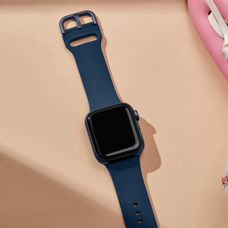 For Apple Watch Series 10 42mm Pin Buckle Silicone Watch Band(Abyss Blue) - Watch Bands by buy2fix | Online Shopping UK | buy2fix