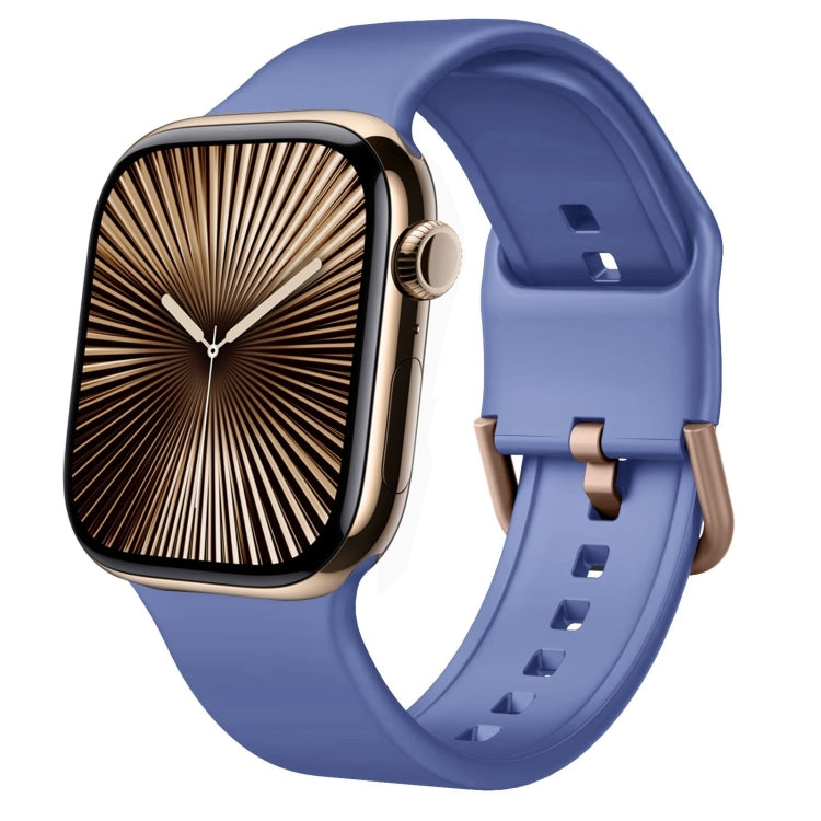 For Apple Watch Series 10 42mm Pin Buckle Silicone Watch Band(Cyan Blue) - Watch Bands by buy2fix | Online Shopping UK | buy2fix