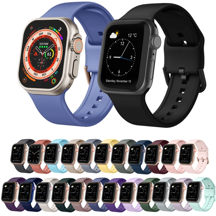 For Apple Watch Series 3 38mm Pin Buckle Silicone Watch Band(Violet Gray) by buy2fix