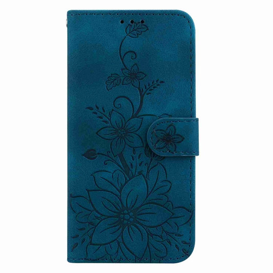 For Motorola Edge 2024 Lily Embossed Leather Phone Case(Dark Blue) by buy2fix